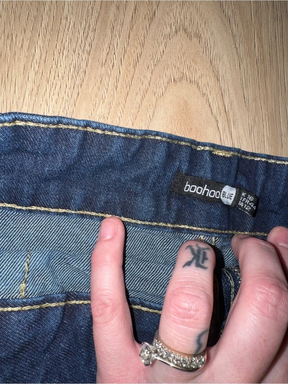Boohoo Dark Blue Denim Mini Skirt with Front Zip‎